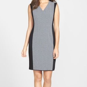 T Tahari Black Gray Colorblock Sheath Dres…